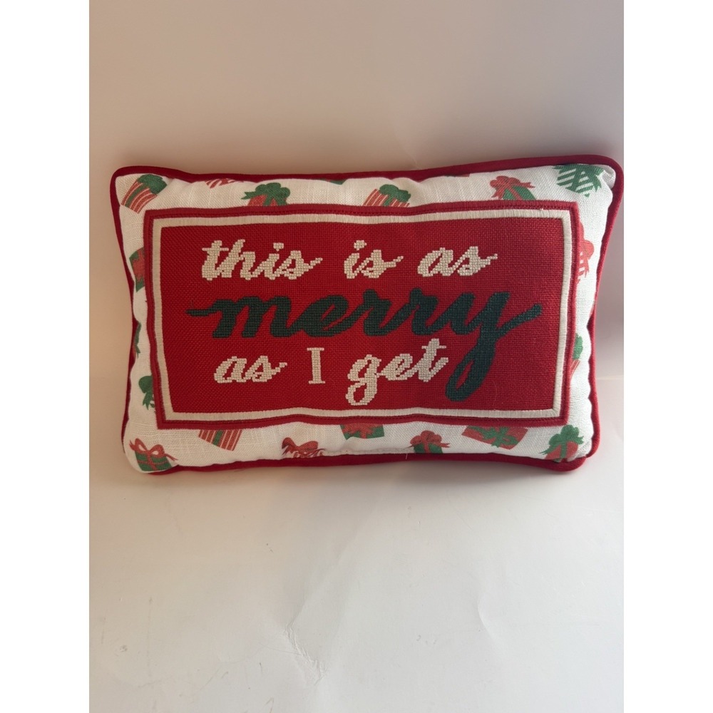 FURBISH Christmas Needlepoint Decorative Throw Pillow 15x11 Snarky
